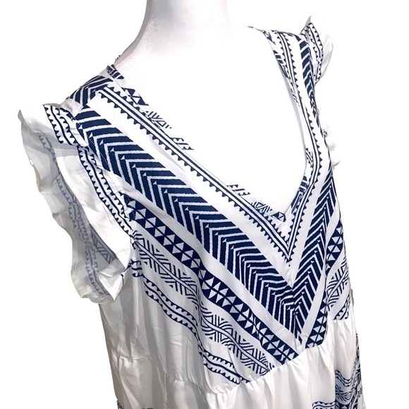 NEW WT - BloomChic Blue Multicolored Maxi Dress with Pockets Size 10 - Picture 3 of 12